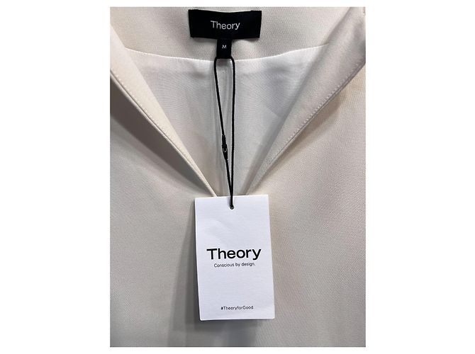 Theory Mini-Crepe-Kleid mit V-Ausschnitt und Glockenärmeln - Creme Roh - Ansicht 4