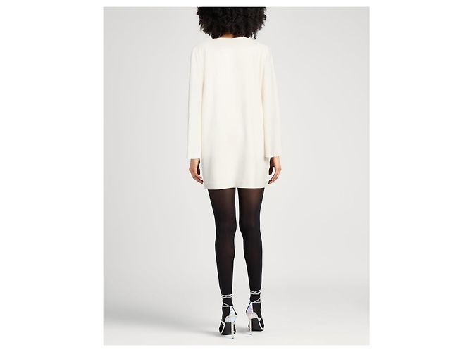 Theory Mini-Crepe-Kleid mit V-Ausschnitt und Glockenärmeln - Creme Roh - Ansicht 5