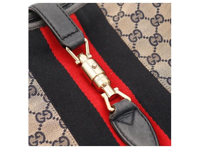 Gucci Borsa Hobo Jackie in tela monogram Nero Rosso Beige - vista 7