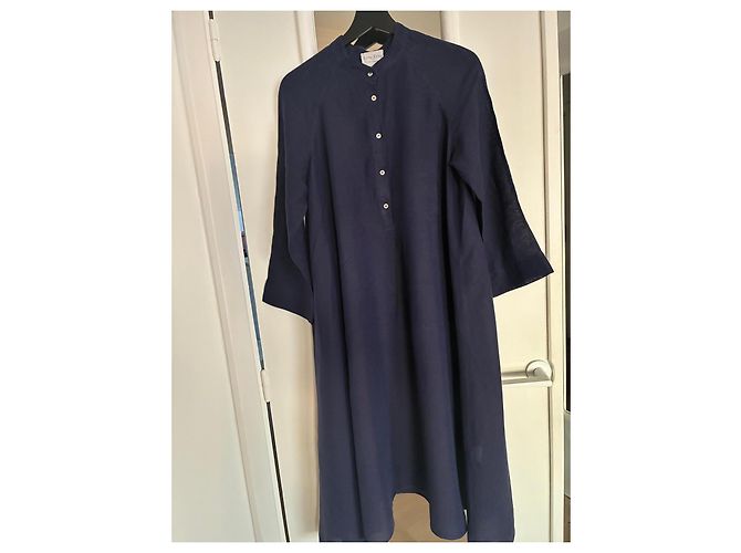 Autre Marque forte_forte Abito lungo blu navy in lino e cotone Blu scuro - vista 2