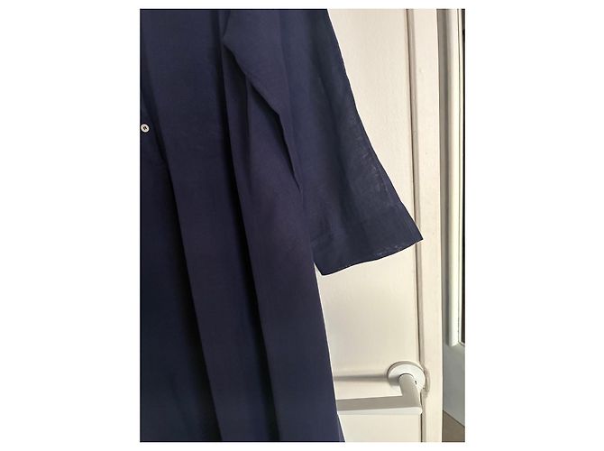 Autre Marque forte_forte Abito lungo blu navy in lino e cotone Blu scuro - vista 3