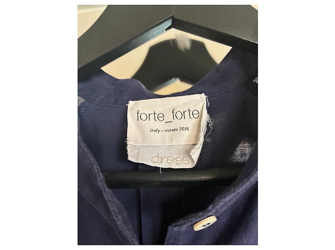 Autre Marque forte_forte Abito lungo blu navy in lino e cotone Blu scuro - vista 4