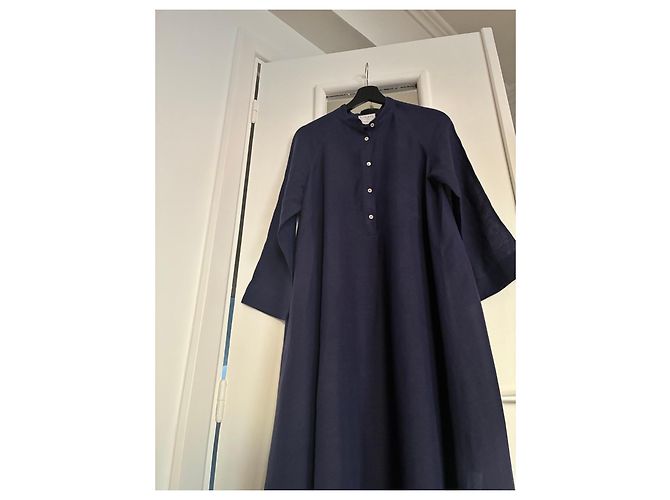 Autre Marque forte_forte Abito lungo blu navy in lino e cotone Blu scuro - vista 5
