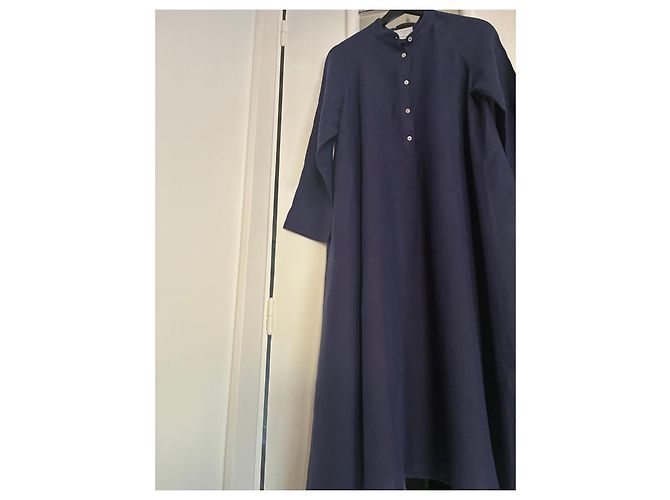Autre Marque forte_forte Abito lungo blu navy in lino e cotone Blu scuro - vista 6