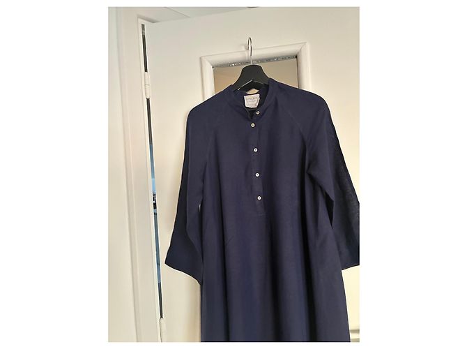 Autre Marque forte_forte Abito lungo blu navy in lino e cotone Blu scuro - vista 7