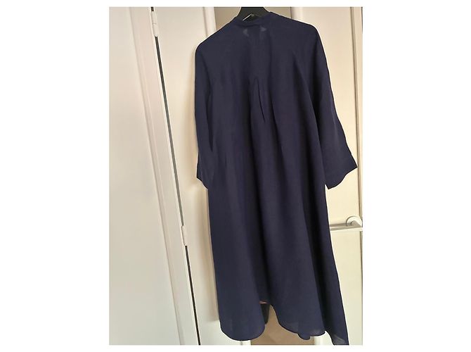 Autre Marque forte_forte Abito lungo blu navy in lino e cotone Blu scuro - vista 8