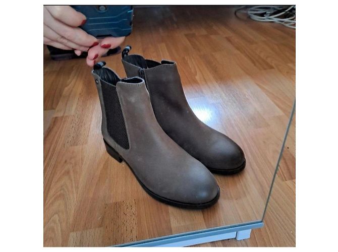 Autre Marque Salamander Leather Ankle Boots Taupe - view 4