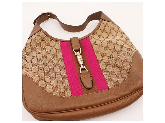 Gucci Jackie Hobo Bag Medium GG Canvas Braun Pink - Ansicht 6