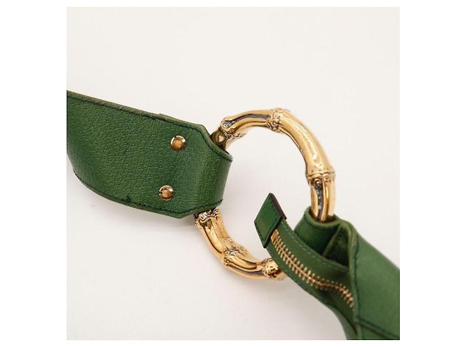 Bamboo Borsa Hobo Gucci in tela GG Supreme e bambù Marrone D'oro Verde - vista 7