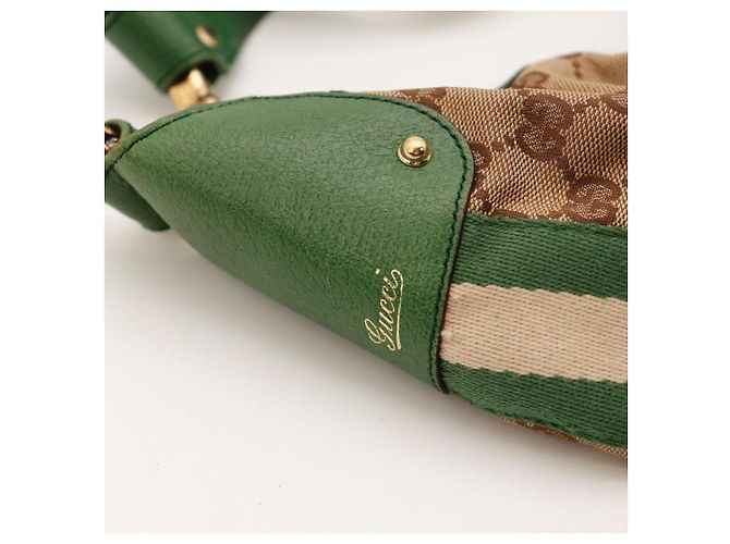 Bamboo Borsa Hobo Gucci in tela GG Supreme e bambù Marrone D'oro Verde - vista 9