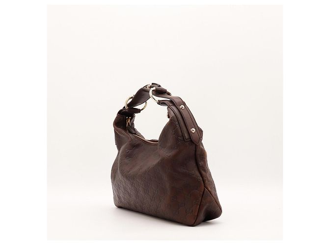 Gucci Guccissima Borsa Hobo in pelle marrone - vista 4