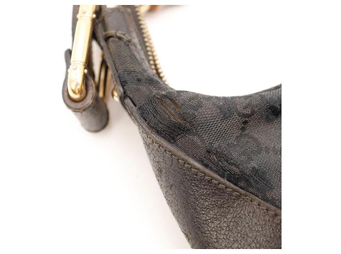 Borsa a tracolla Gucci Bamboo in tela GG Nero - vista 12