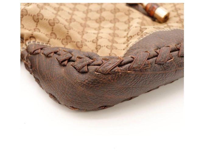 Bamboo Borsa hobo Gucci in tela monogram GG con bambù Marrone Monogramma - vista 10