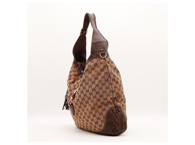 Bamboo Borsa hobo Gucci in tela monogram GG con bambù Marrone Monogramma - vista 2