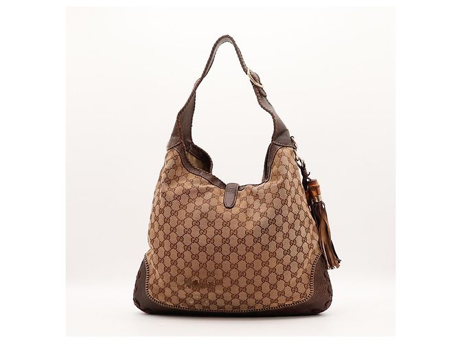 Bamboo Borsa hobo Gucci in tela monogram GG con bambù Marrone Monogramma - vista 3