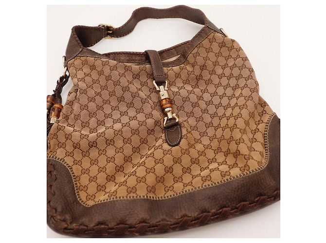 Bamboo Borsa hobo Gucci in tela monogram GG con bambù Marrone Monogramma - vista 6
