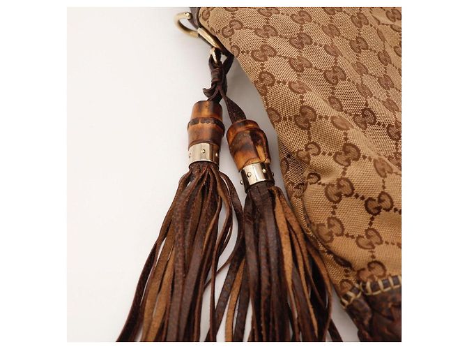 Bamboo Borsa hobo Gucci in tela monogram GG con bambù Marrone Monogramma - vista 9