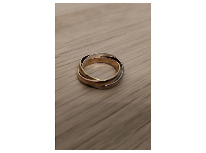 Anello Cartier Trinity in oro giallo, bianco e rosa Argento Stampa zebra Nocciola - vista 2