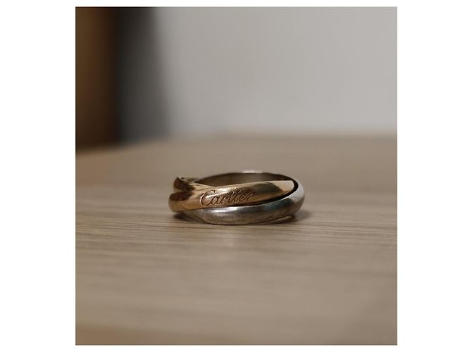 Anello Cartier Trinity in oro giallo, bianco e rosa Argento Stampa zebra Nocciola - vista 4