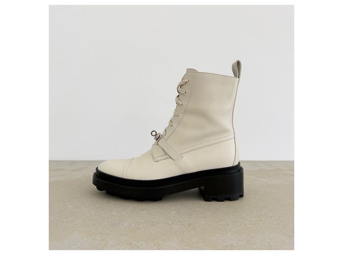 Botines Hermès Funk Kelly Blanc de Paris Piel Talla 38 Blanco - vista 3