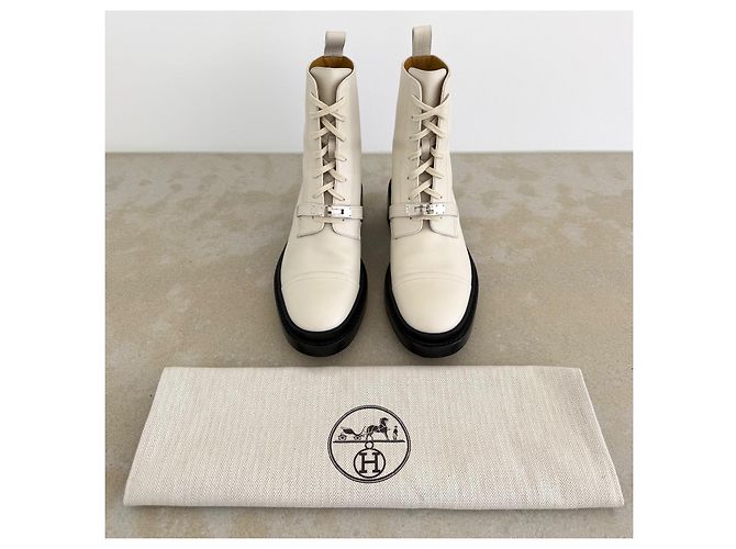 Botines Hermès Funk Kelly Blanc de Paris Piel Talla 38 Blanco - vista 5