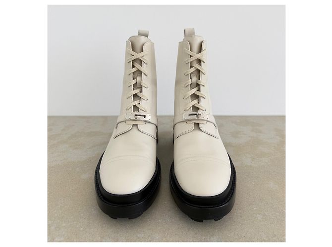 Botines Hermès Funk Kelly Blanc de Paris Piel Talla 38 Blanco - vista 6