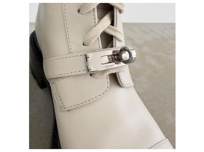 Botines Hermès Funk Kelly Blanc de Paris Piel Talla 38 Blanco - vista 9