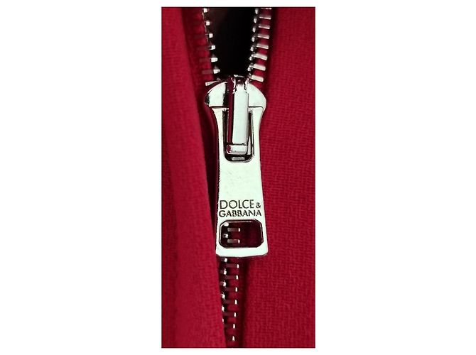 Dolce & Gabbana Rotes Midi Etuikleid mit Leopardenfutter - Ansicht 5