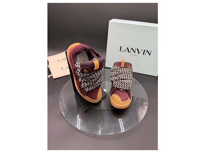 Lanvin Curb High-Top Sneaker aus bordeauxrotem Leder Braun - Ansicht 12