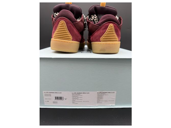 Lanvin Curb High-Top Sneaker aus bordeauxrotem Leder Braun - Ansicht 2