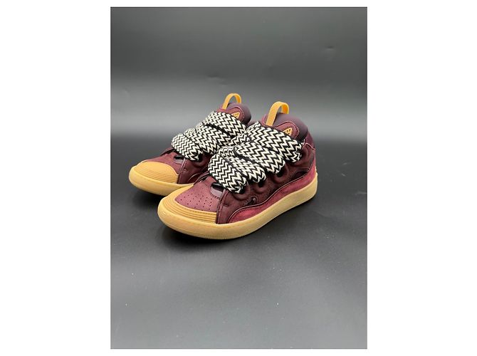 Lanvin Curb High-Top Sneaker aus bordeauxrotem Leder Braun - Ansicht 3