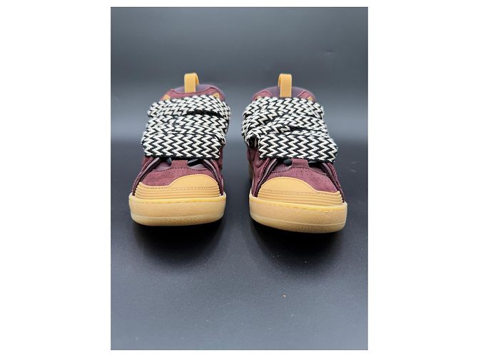 Lanvin Curb High-Top Sneaker aus bordeauxrotem Leder Braun - Ansicht 4