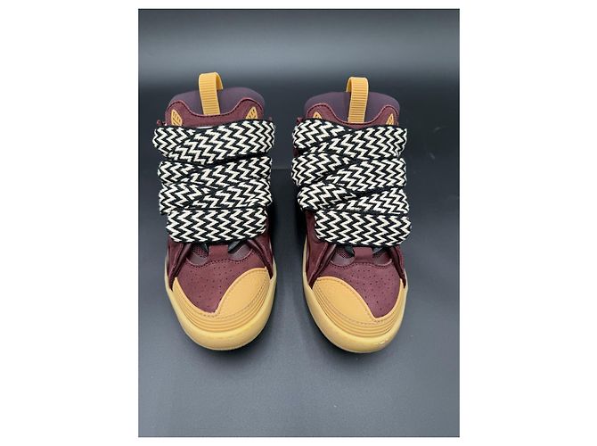 Lanvin Curb High-Top Sneaker aus bordeauxrotem Leder Braun - Ansicht 5