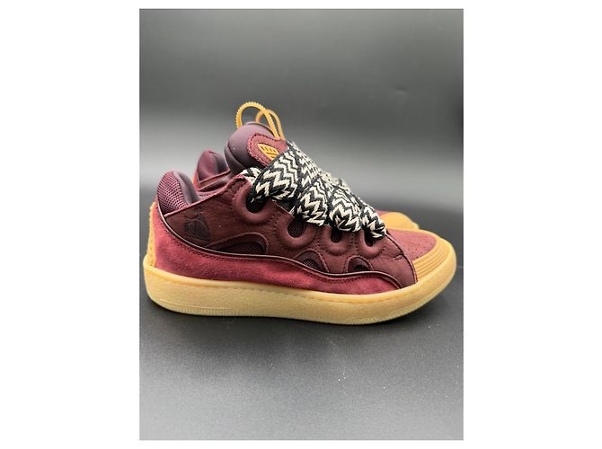 Lanvin Curb High-Top Sneaker aus bordeauxrotem Leder Braun - Ansicht 6