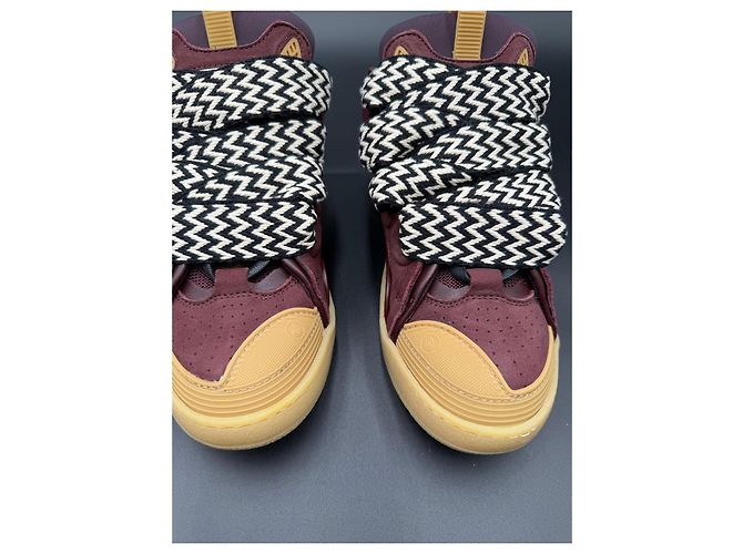 Lanvin Curb High-Top Sneaker aus bordeauxrotem Leder Braun - Ansicht 8