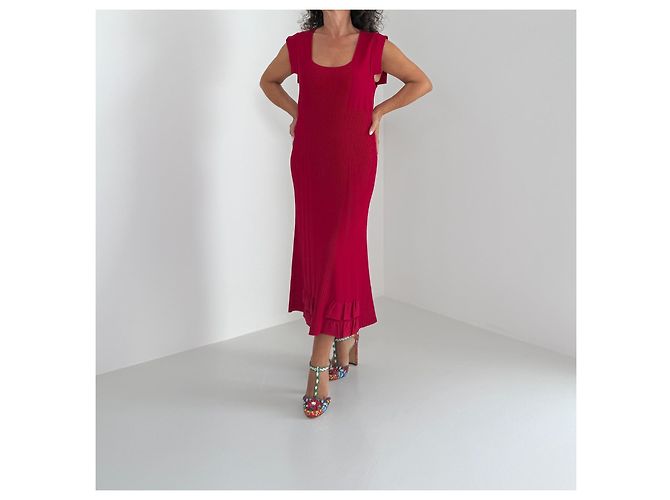 Valentino Rotes Rippstrick-Midikleid - Ansicht 2