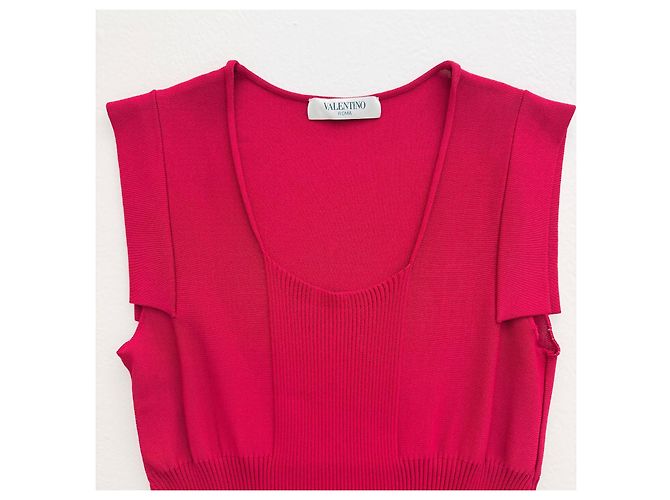 Valentino Rotes Rippstrick-Midikleid - Ansicht 5