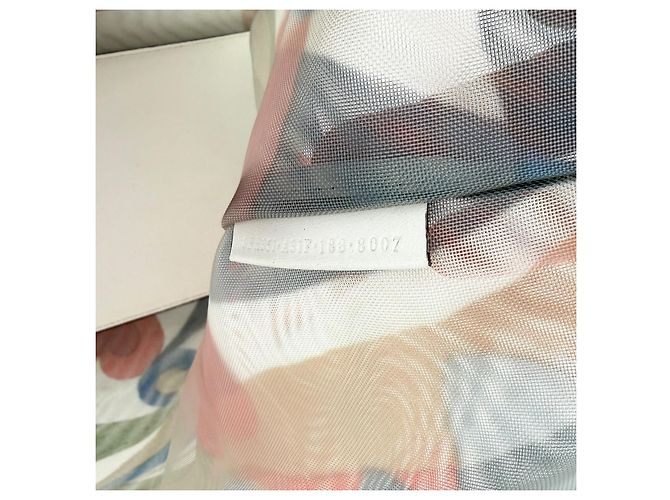 Fendi Runaway Large Shopper Tote in mesh floreale e rattan Bianco Multicolore - vista 12