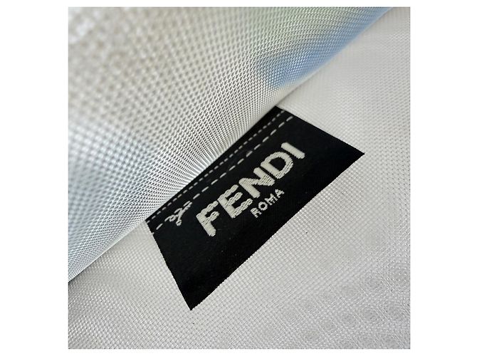 Fendi Runaway Large Shopper Tote in mesh floreale e rattan Bianco Multicolore - vista 15