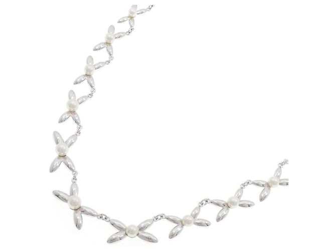 Collar Mikimoto de perlas Akoya y oro blanco Au750 Plata - vista 2