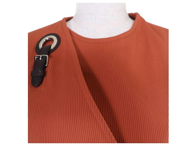 Top sem mangas em algodão e pele de cordeiro Hermès 36 Laranja - vista 4