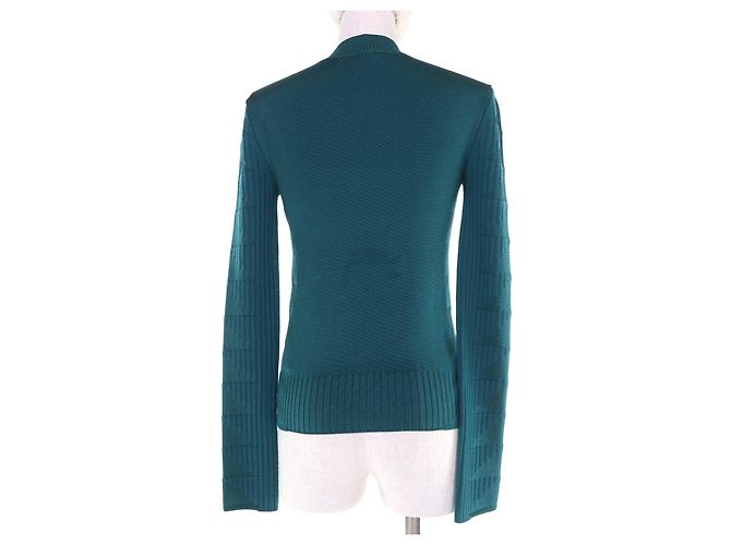 Hermès Hermes 3H2641DX Top de punto de lana seda cachemira 34 Verde - vista 3