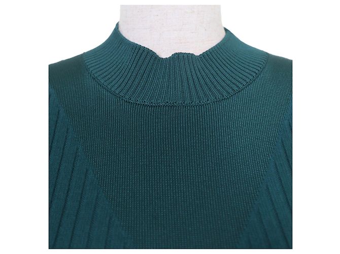 Hermès Hermes 3H2641DX Top de punto de lana seda cachemira 34 Verde - vista 4