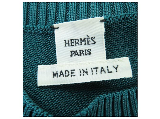 Hermès Hermes 3H2641DX Top de punto de lana seda cachemira 34 Verde - vista 5
