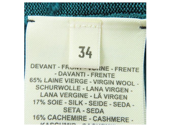 Hermès Hermes 3H2641DX Top de punto de lana seda cachemira 34 Verde - vista 6
