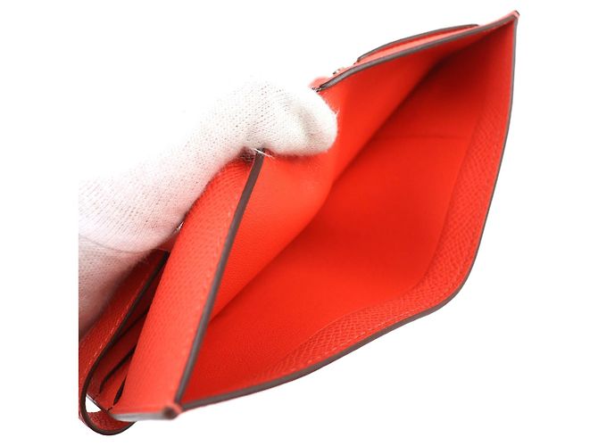 Cartera bifold Hermès H Passant Epsom Naranja - vista 6
