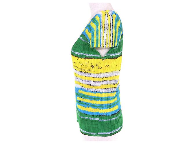 Issey Miyake PLEATS PLEASE Camiseta de poliéster con estampado all-over Azul Verde Amarillo - vista 2