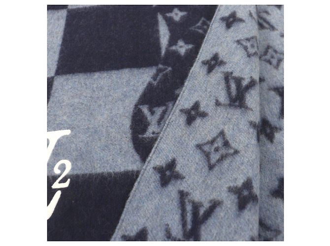 Louis Vuitton NIGO 100% Cashmere Schal Blau Marineblau - Ansicht 5