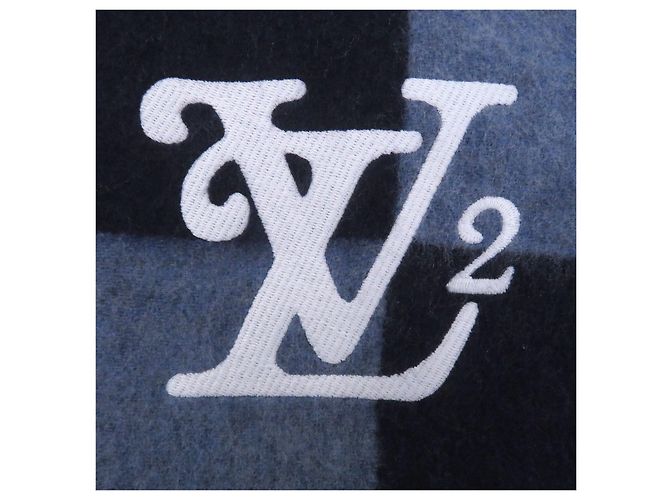 Louis Vuitton NIGO 100% Cashmere Schal Blau Marineblau - Ansicht 7