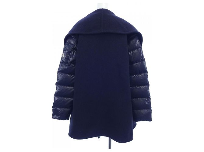 Abrigo de cuero Moncler azul marino - vista 2